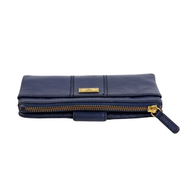 FOSSIL BLUE GENUINE LEATHER ID CARD COIN HOLDER BILL TWO COMPARTMENT WALLET - Picture 8 of 11